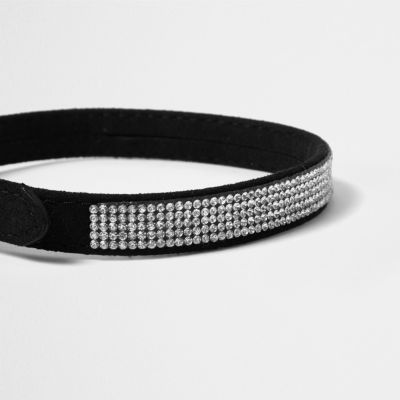 RI Dog black embellished dog collar